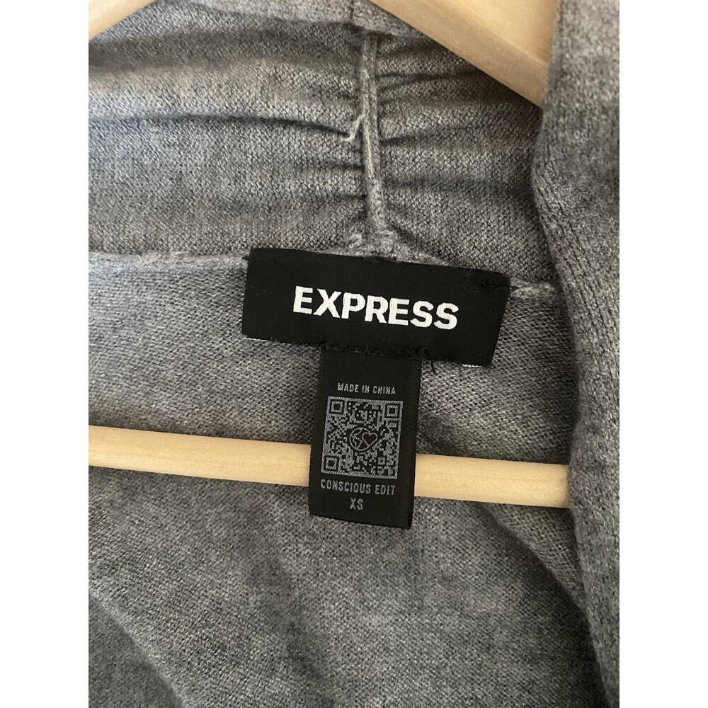 Express Wool Blend Open Front Duster Carigan Sweater Womens XS Gray - Picture 4 of 7